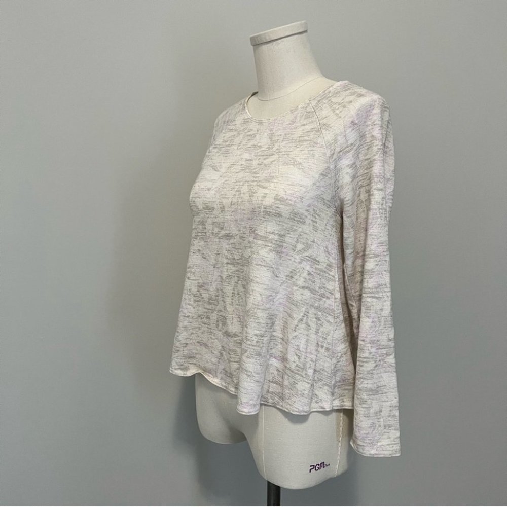 Aritzia Wilfred Free Brauw T-Shirt Cream Floral Print 3/4 Sleeve Top - Picture 8 of 16